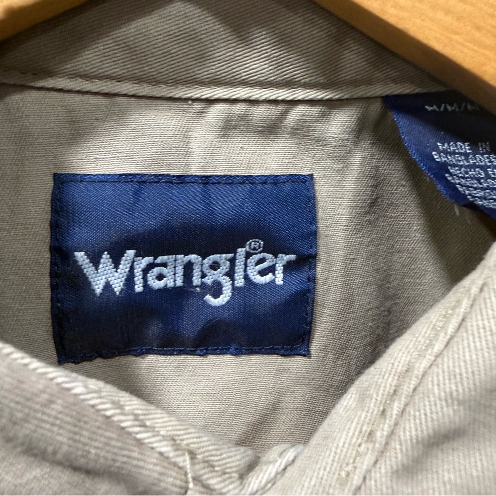 Wrangler Western Snap Shirt Tan Long Sleeve Size Medium - Picture 2 of 8